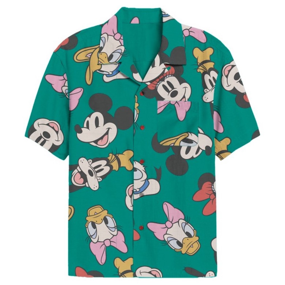 Disney Green Character Print Casual Shirt NWOT - Size Small